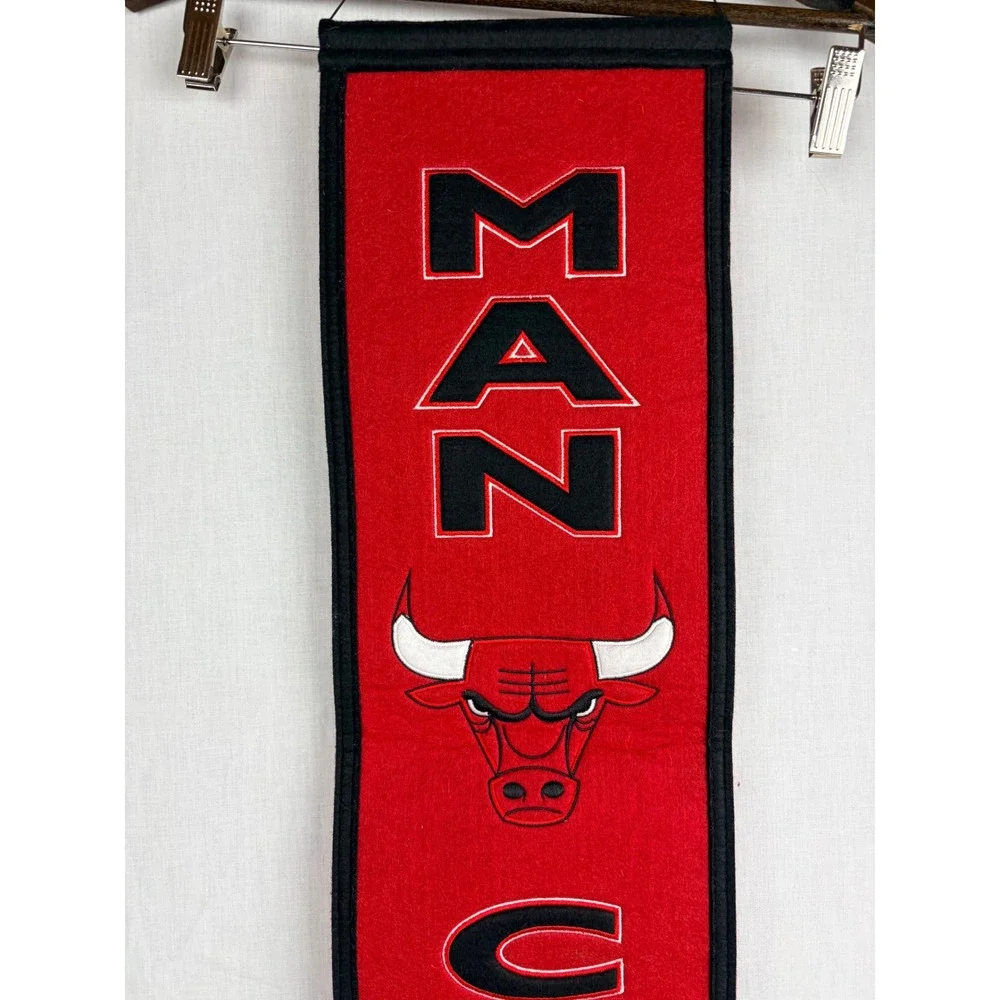 Chicago Bulls Man Cave Banner NBA Vertical Wool Felt Pennant Red Embroidered